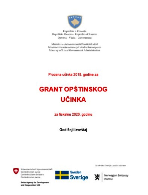Objavljuje se Izveštaj o dodeli granta za opštinsku performansu za 2020. godinu